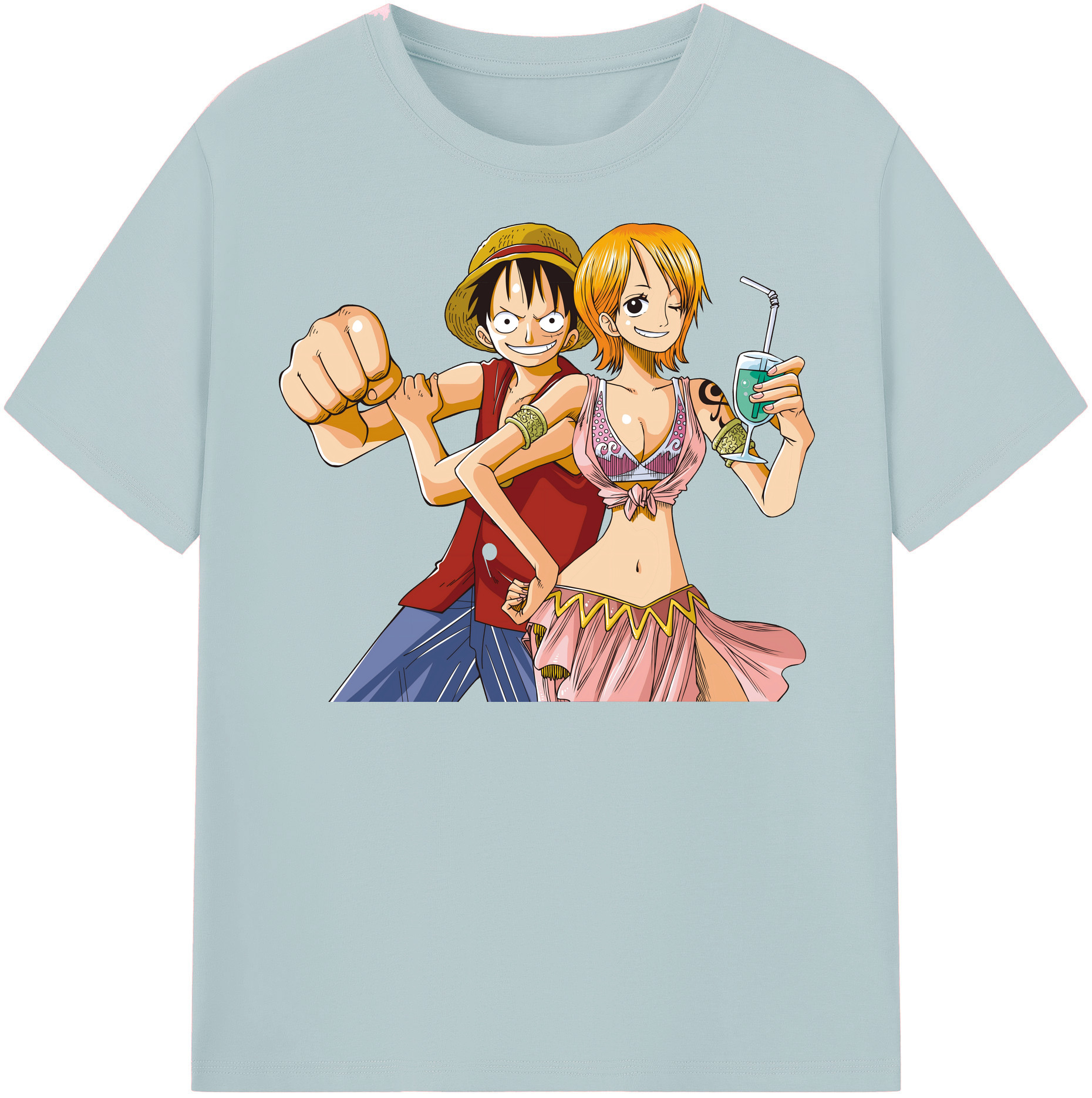 ワンピース モンキー・D・ルフィ ONE PIECE Monkey D. Luffy 綿100％半袖Tシャツ（フロントプリント）